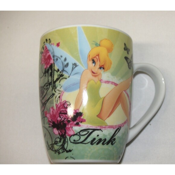 Disney Tinkerbell Fairy Tink coffee mug/ tea cup 2 Sided 8oz Multi Color Images - Picture 1 of 5